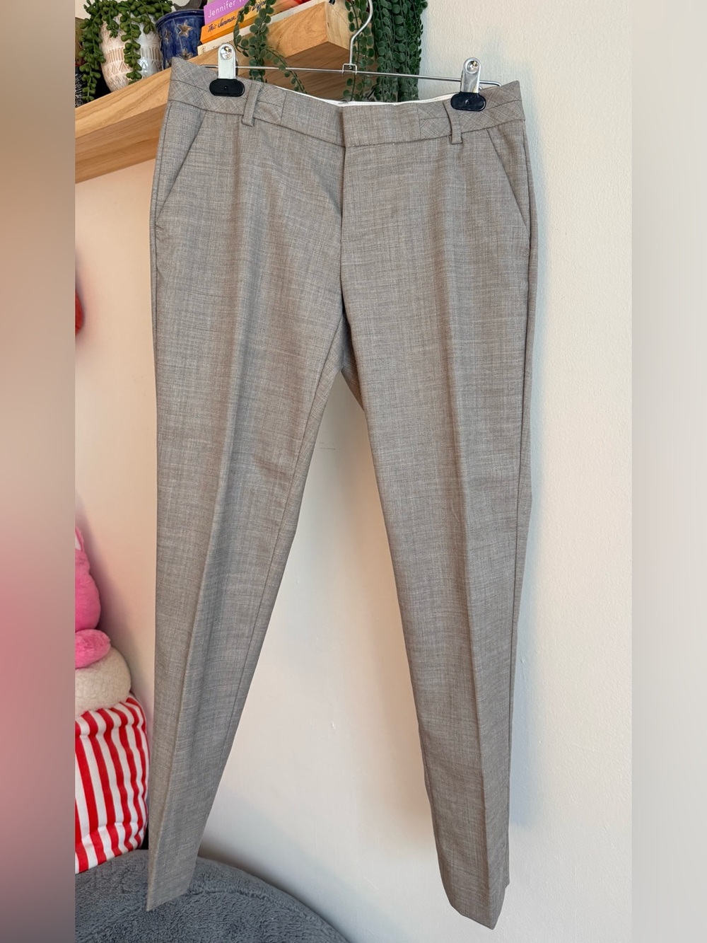 Banana Republic Women's Light Gray Plaid Dress Pants